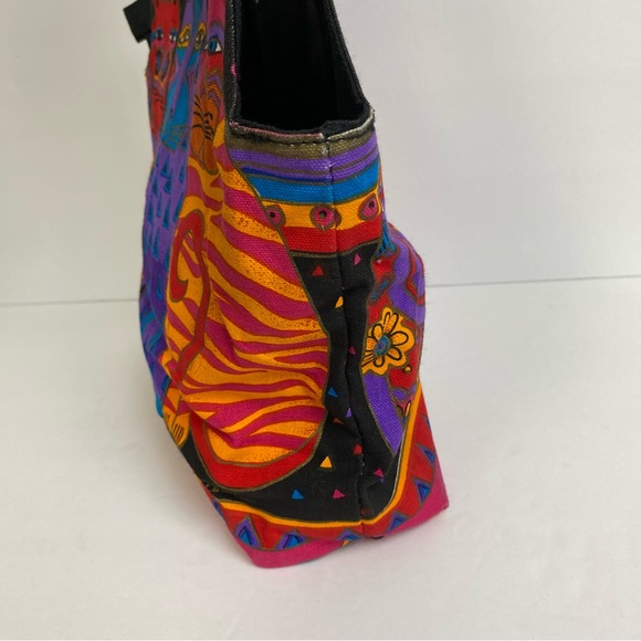 Laurel Burch Sand N Sun Canvas Cat Cutout Tres Gratos Zip Top Handbag Purse Tote - Picture 14 of 16